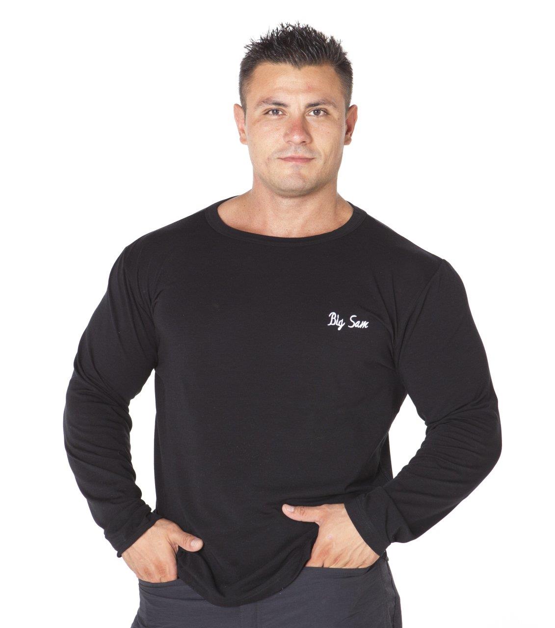 Slim Fit Siyah Pamuklu Sweatshirt Big Sam 4587