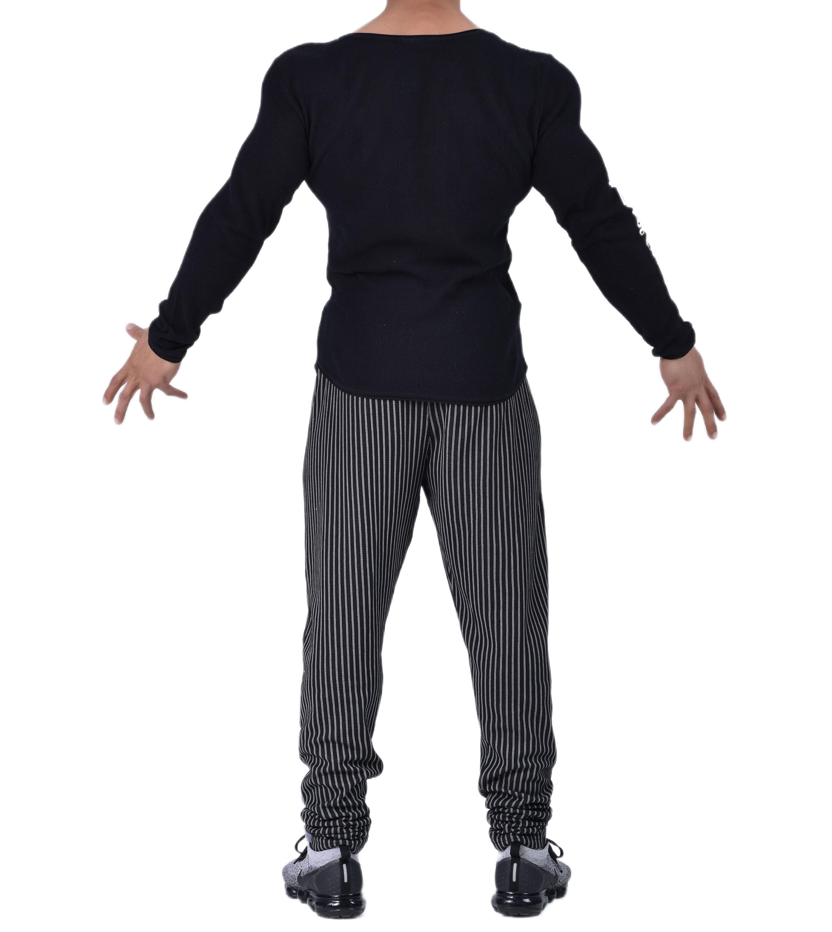 Slim Fit Spor Triko Sweatshirt Siyah Big Sam 4565