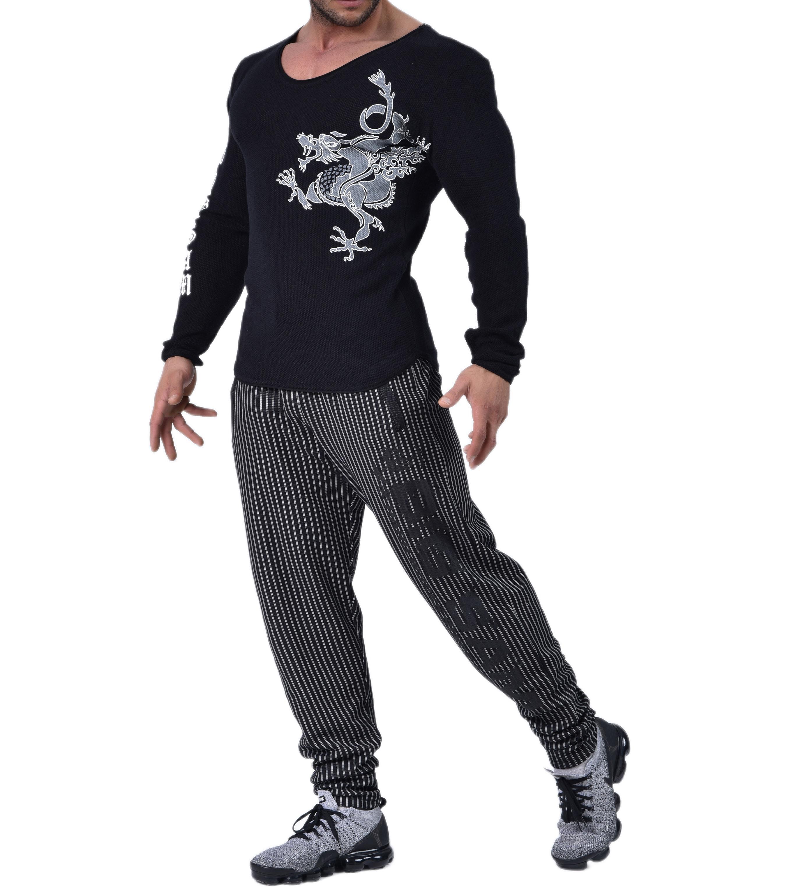 Slim Fit Spor Triko Sweatshirt Siyah Big Sam 4565