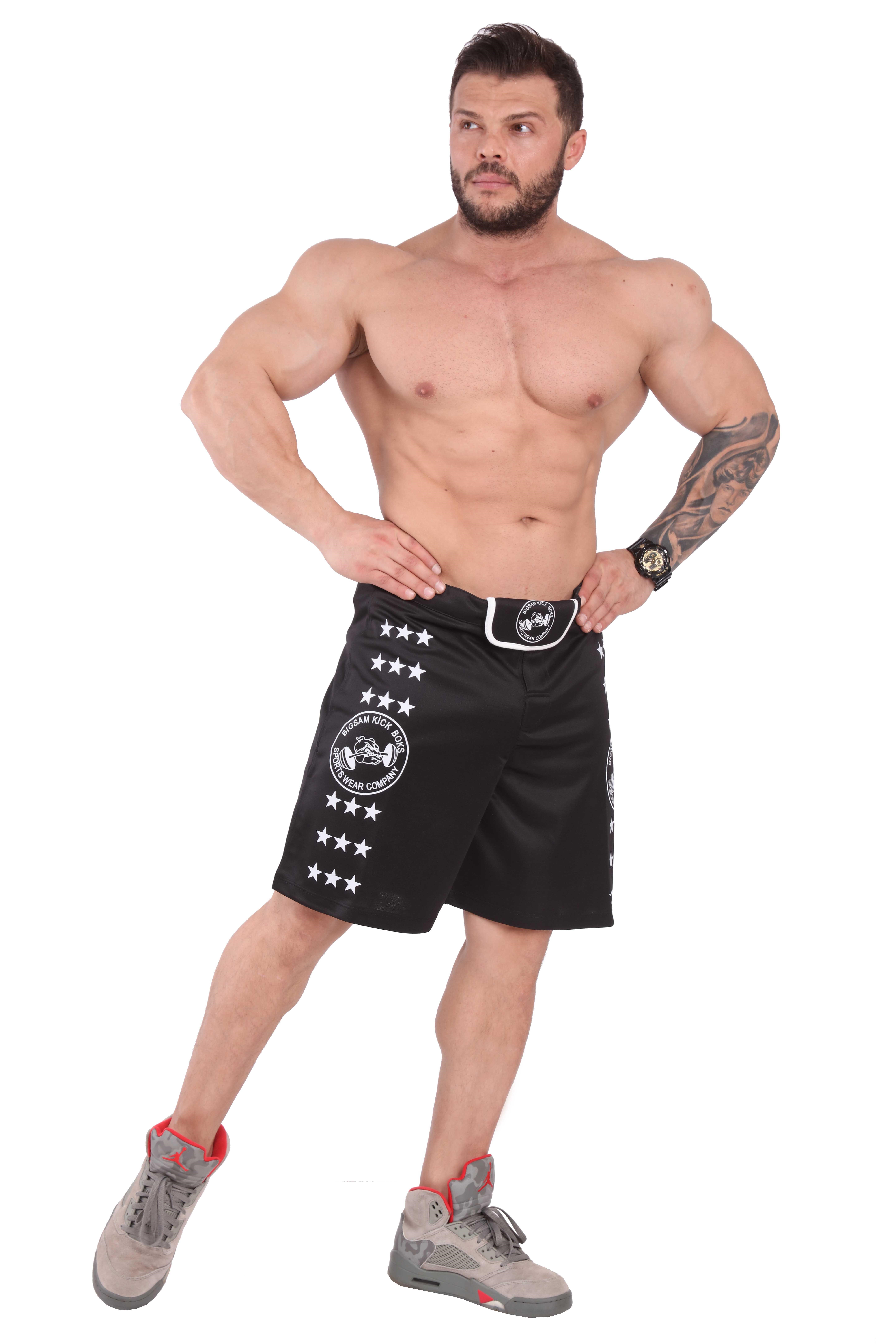 Yırtmaçlı Siyah Kick Box Şort Big Sam 1413