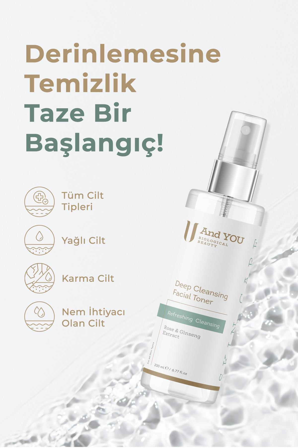 AND YOU Deep Cleansing Facial Toner / Temizleyici Yüz Toniği 200 ml