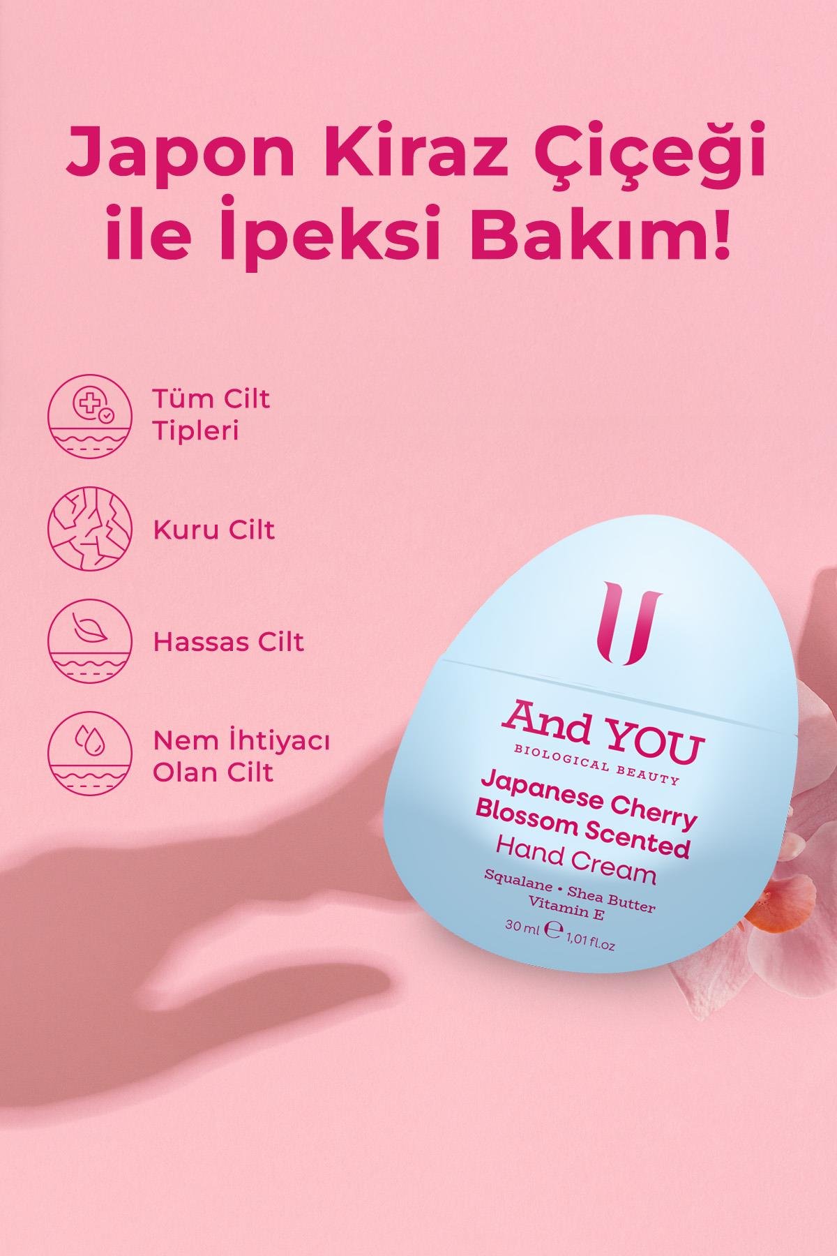 And You Japanese Cherry Blossom Scented Hand Cream / Japon Kiraz Çiçeği Kokulu El Kremi 30 ml