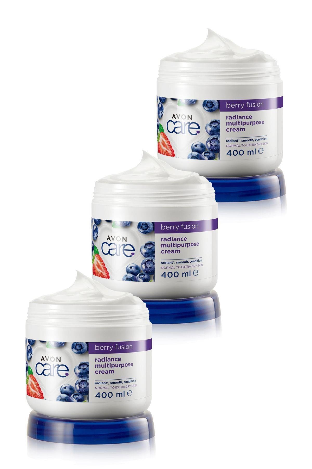 Avon Care Yaban Mersini ve Çilek Özlü El Yüz ve Vücut Kremi 400 ml. Üçlü Set