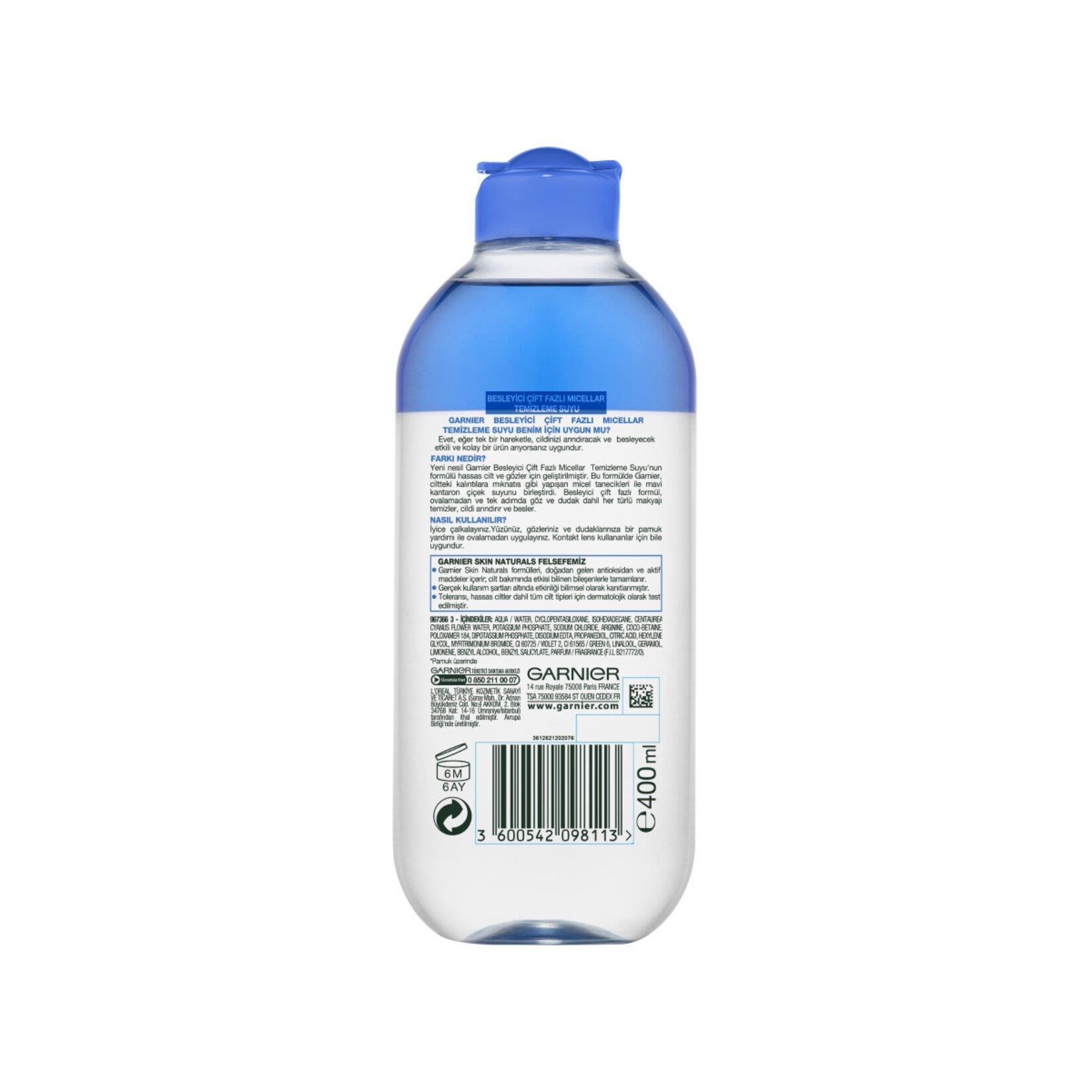 Garnier Besleyici Çift Fazlı Micellar Makyaj Temizleme Suyu 400 ml