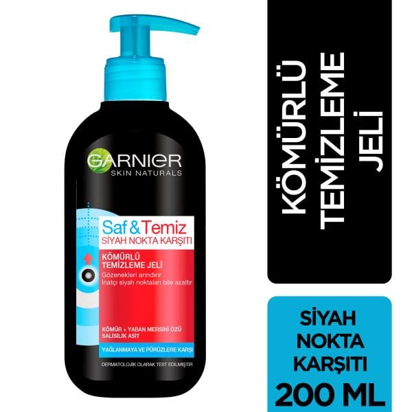 Garnier Saf & Temiz Siyah Nokta Karşıtı Kömürlü Temizleme Jeli 200ml