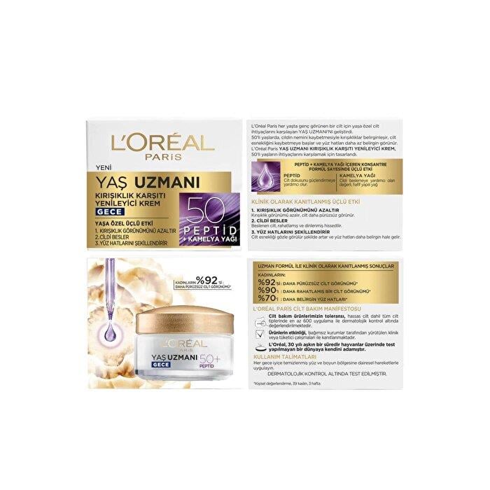 L'Oréal Paris Yaş Uzmanı 50+ Kırışıklık Karşıtı Yenileyici Gece Kremi