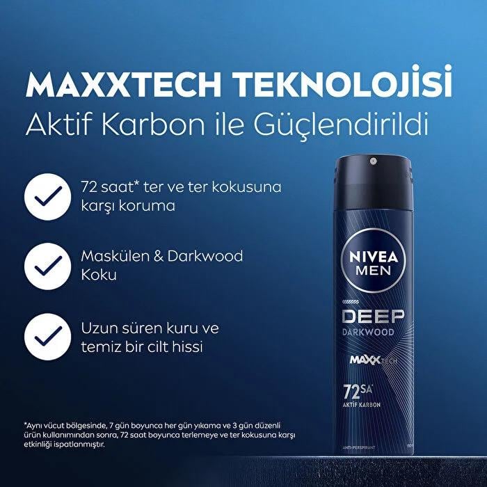 Nivea Men Deep Aktif Karbon Sprey Deodorant 150 ml