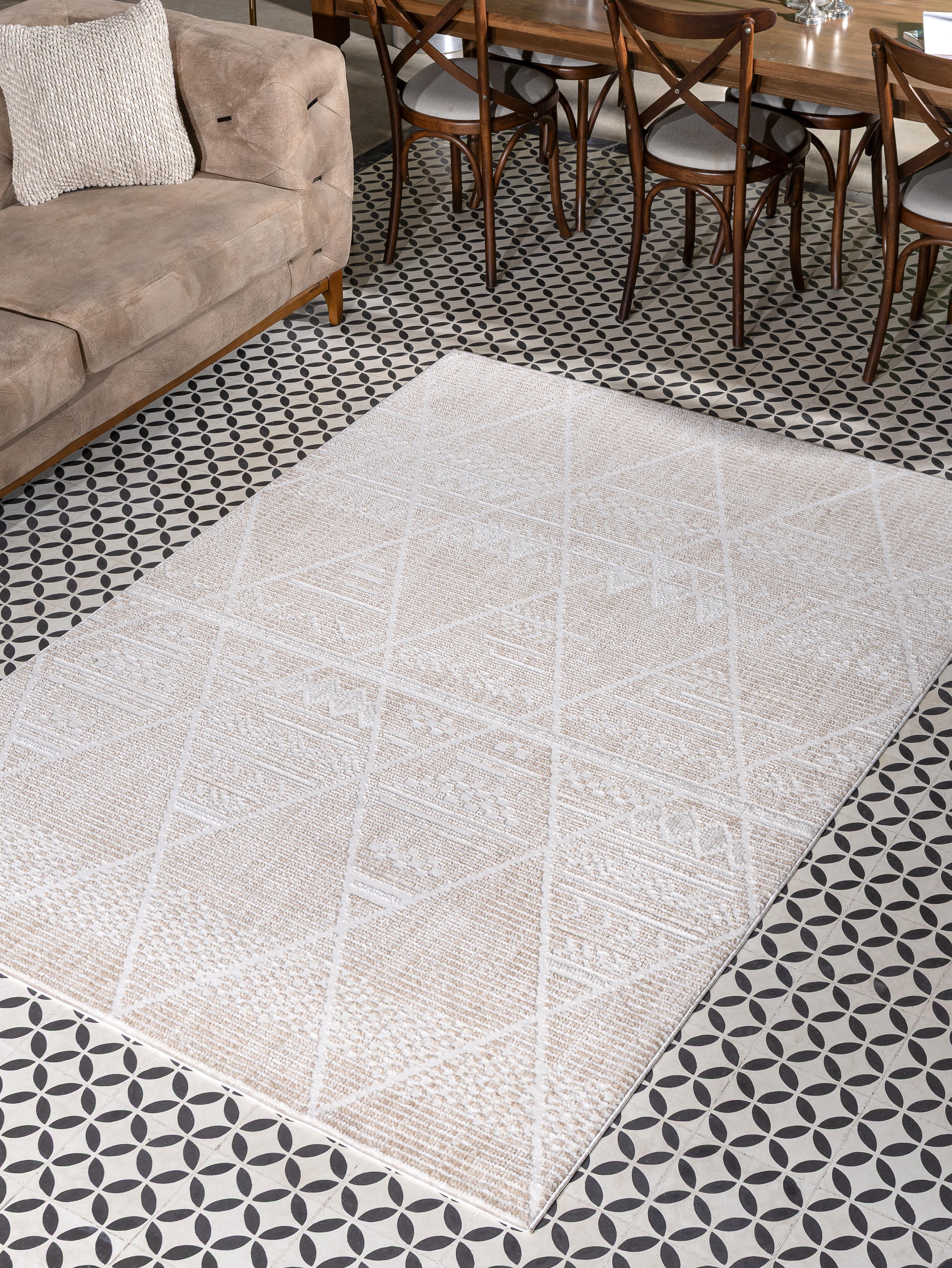 NOMADGeometrik Etnik Desenli Makine Halısı – Bej | Salon, Mutfak, Yolluk, Yatak Odası, Oturma Odası – NMD-02
 NMD-02