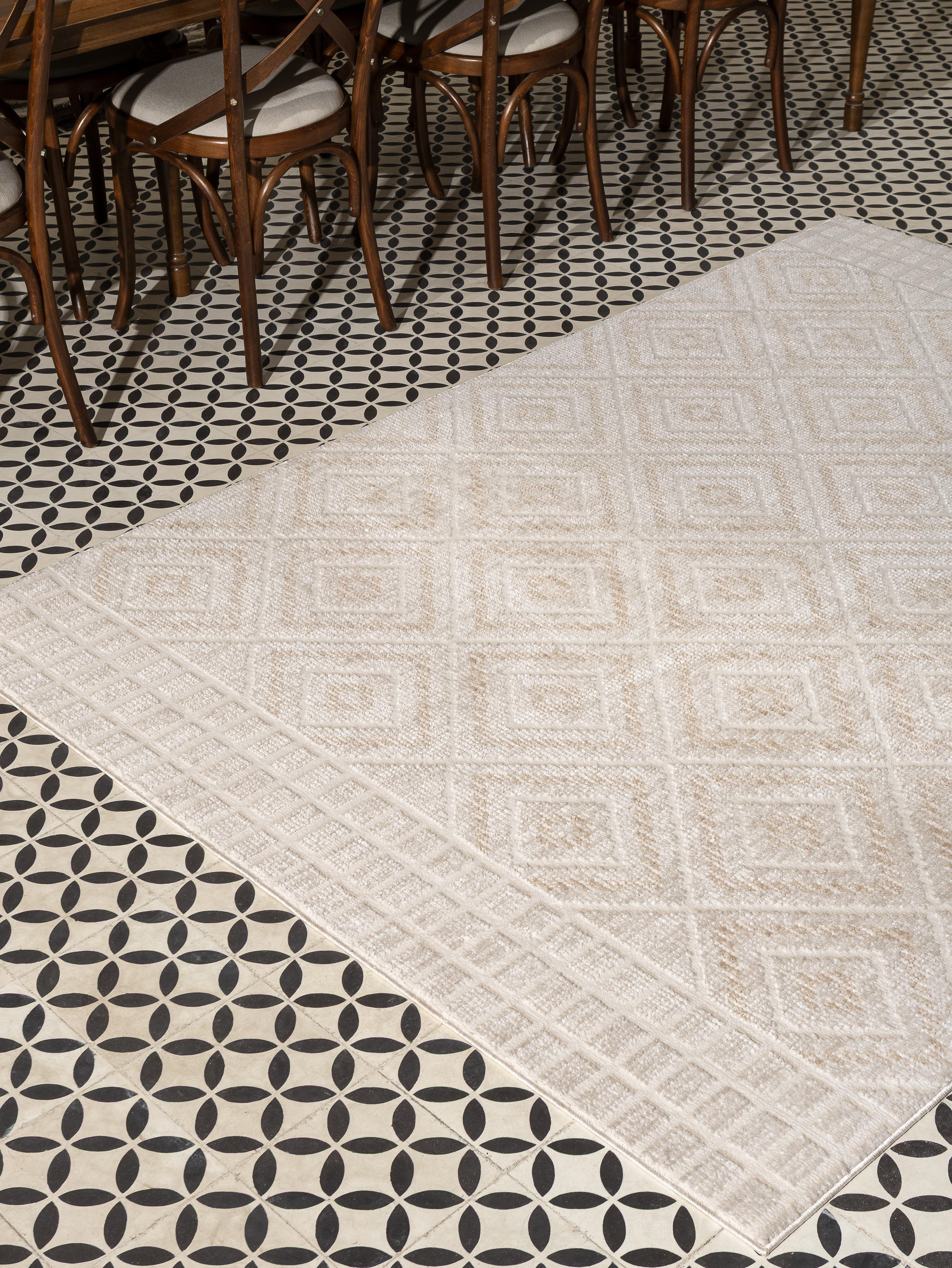 NOMADGeometrik  Desenli Makine Halısı – Bej | Salon, Mutfak, Yolluk, Yatak Odası, Oturma Odası – NMD-03
 NMD-03