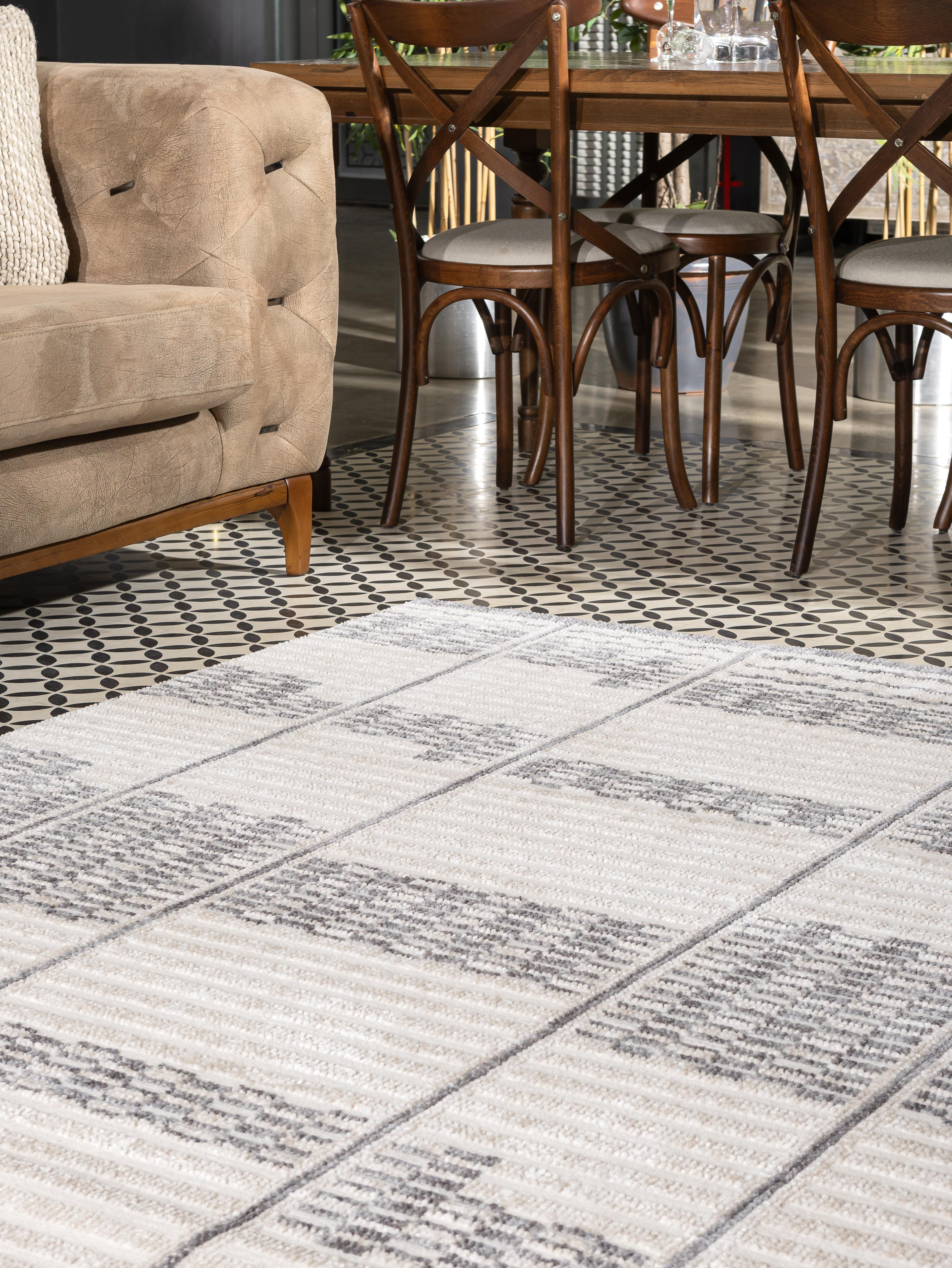 NOMADMinimalist Geometrik Desenli Makine Halısı – Krem & Mavi | Salon, Mutfak, Yolluk, Yatak Odası, Oturma Odası – NMD-01
 NMD-01