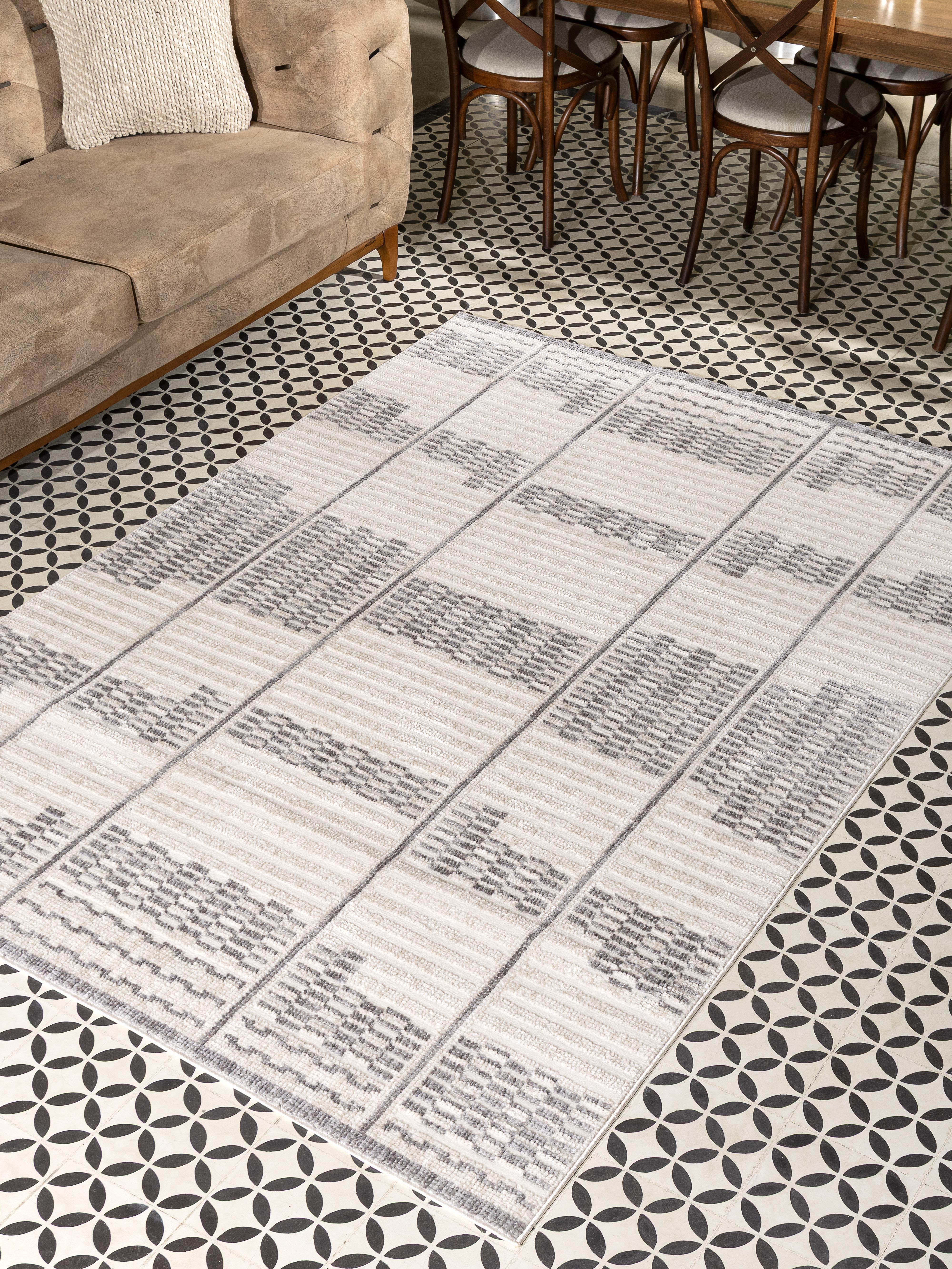 NOMADMinimalist Geometrik Desenli Makine Halısı – Krem & Mavi | Salon, Mutfak, Yolluk, Yatak Odası, Oturma Odası – NMD-01
 NMD-01