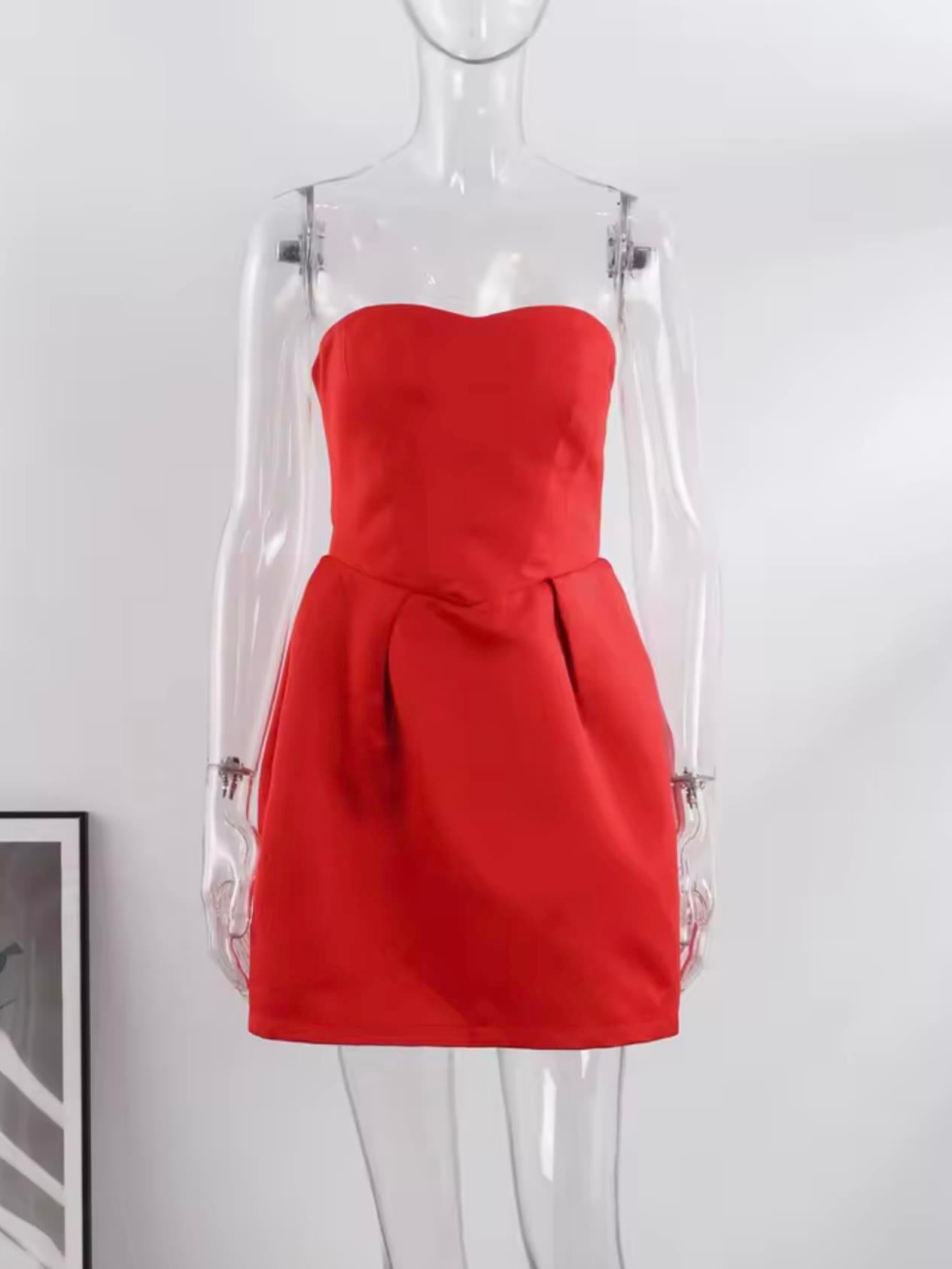 Balon Form Mini Kırmızı Elbise