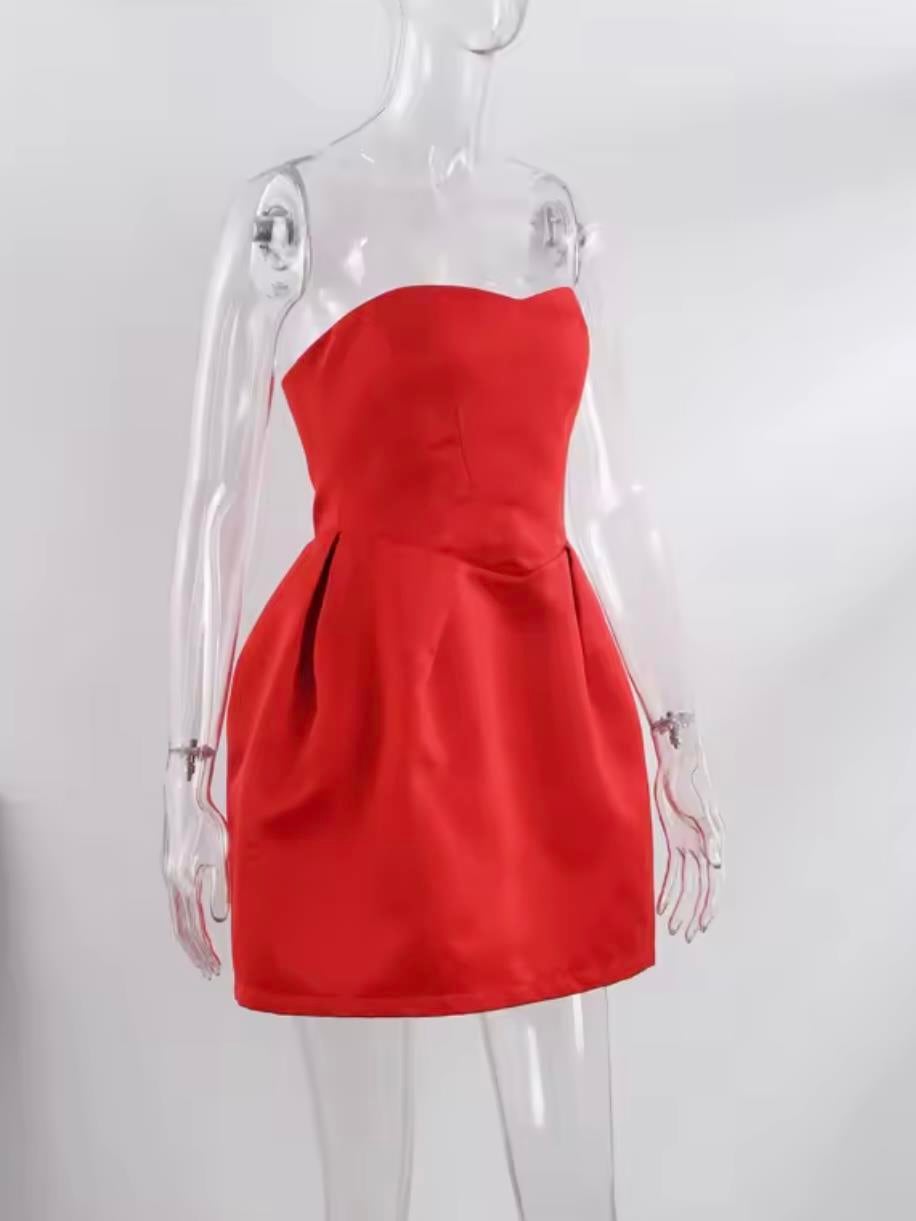 Balon Form Mini Kırmızı Elbise