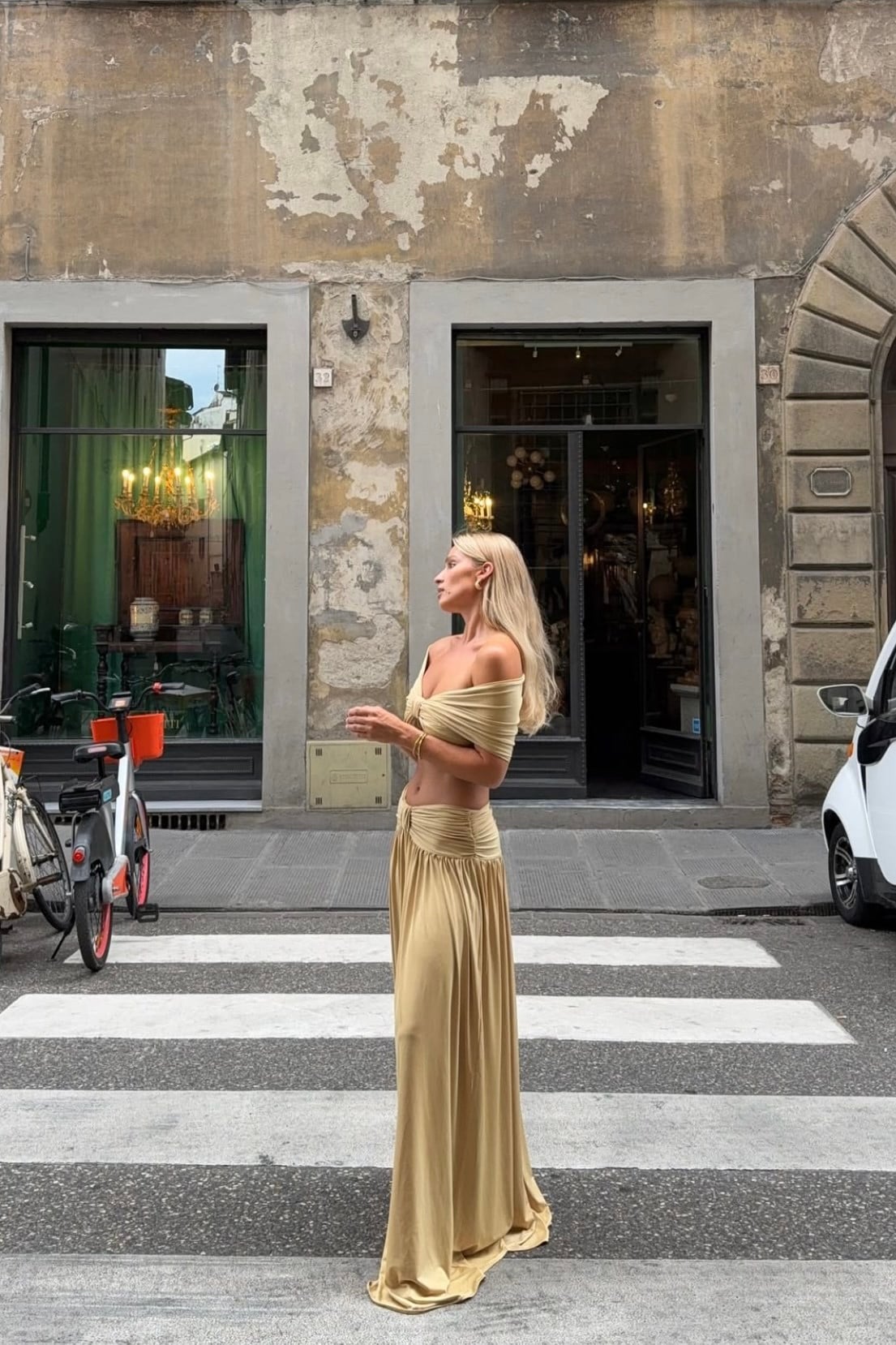 Drapeli Nude Maxi Etek Takım 