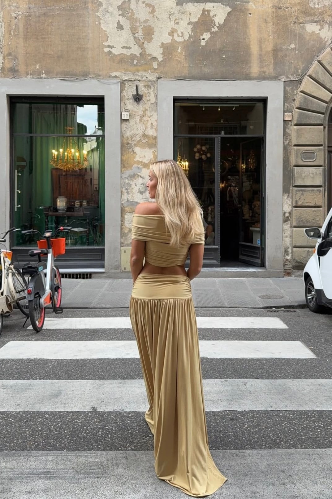 Drapeli Nude Maxi Etek Takım 