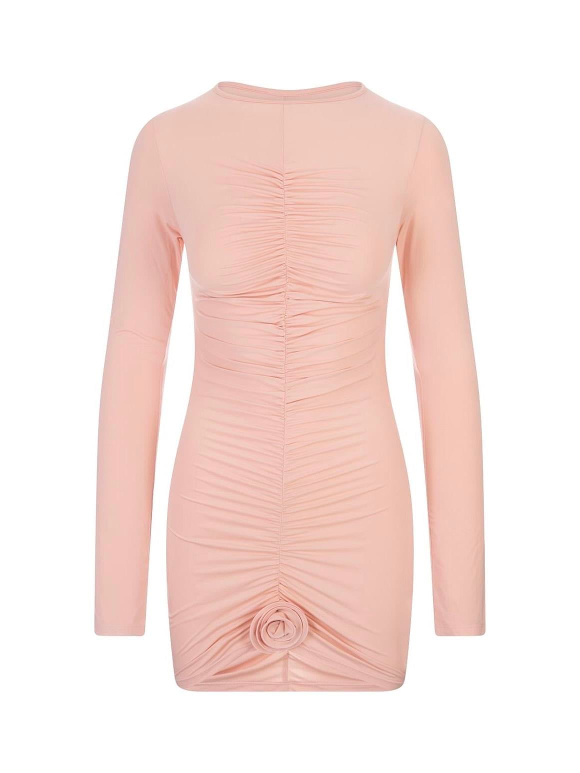 GÜL DETAYLI DRAPELİ MİNİ ELBİSE