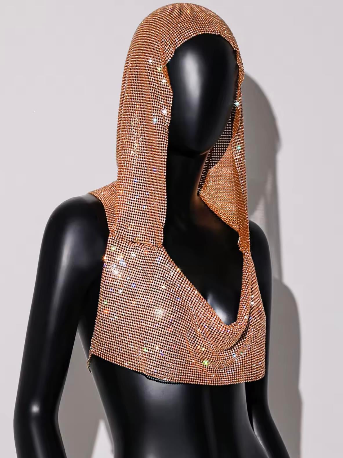 Kapüşonlu Chainmail Gold Mini Büstiyer