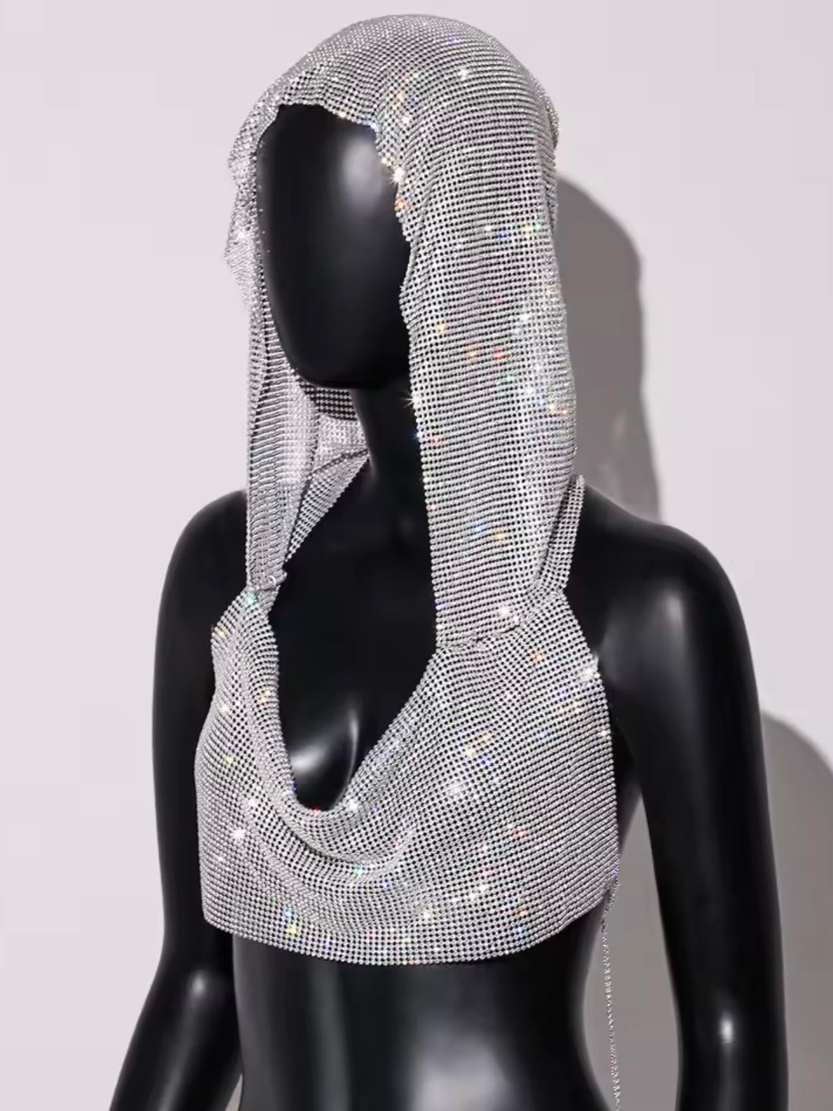 Kapüşonlu Chainmail Silver Mini Büstiyer