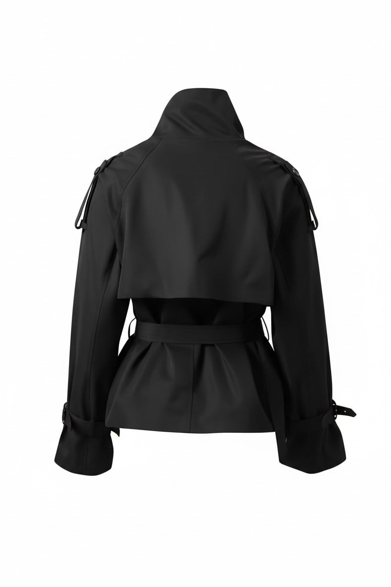 Kısa Trençkot - Siyah