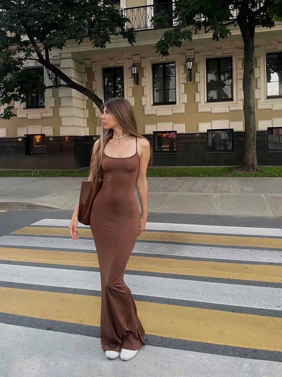 MATA ASKILI UZUN ELBİSE