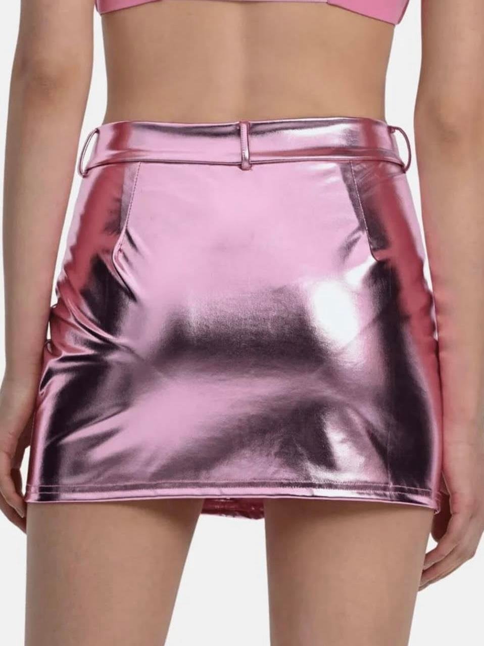 PEMBE METALİK ETEK
