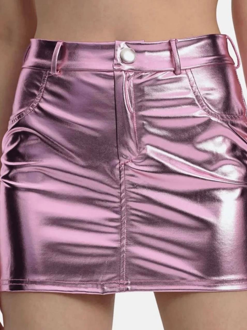 PEMBE METALİK ETEK