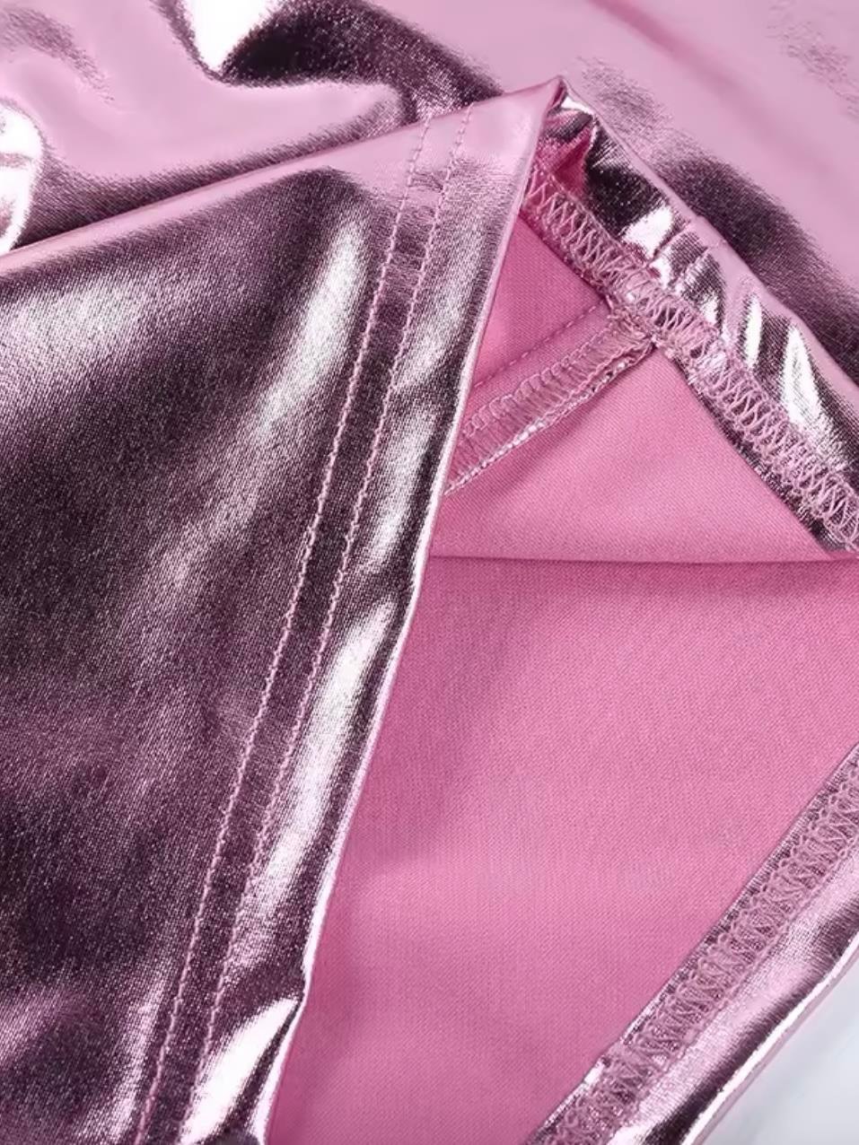 PEMBE METALİK ETEK