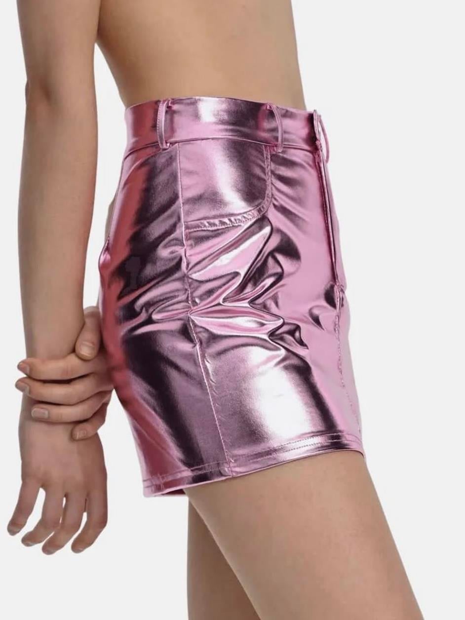 PEMBE METALİK ETEK
