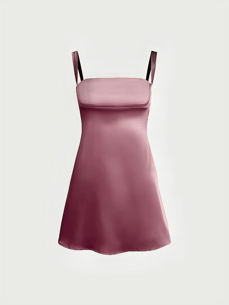 SATEN MİNİ ELBİSE - PASTEL PEMBE