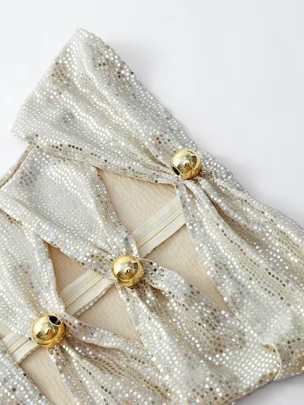 STRAPLEZ PULLU UZUN GECE ELBİSESİ