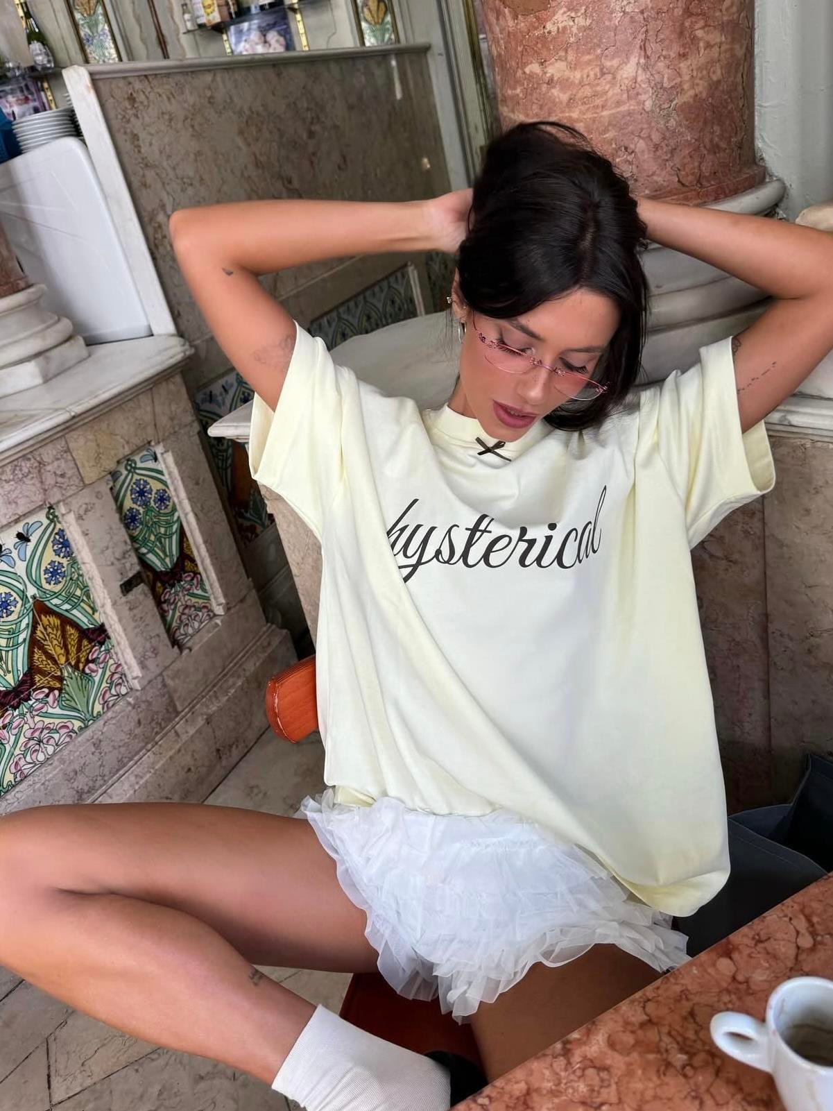 TÜL DETAYLI MİNİ BEYAZ ŞORT