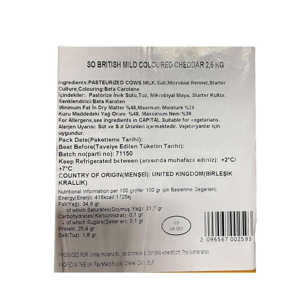 Blok Cheddar So British (Ort. 2,3-2,8 Kg)