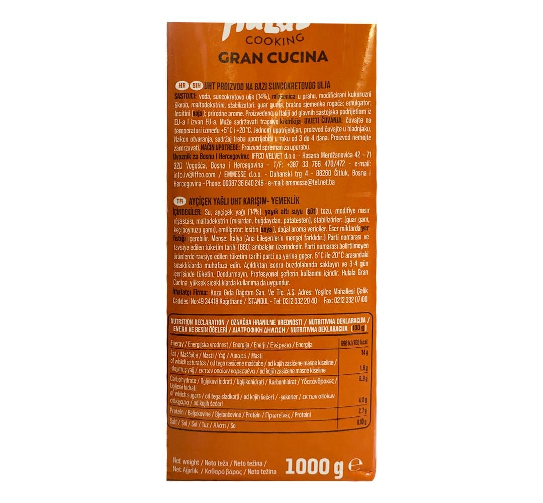 Hulala Bitkisel Krema Gran Cucina 1 lt