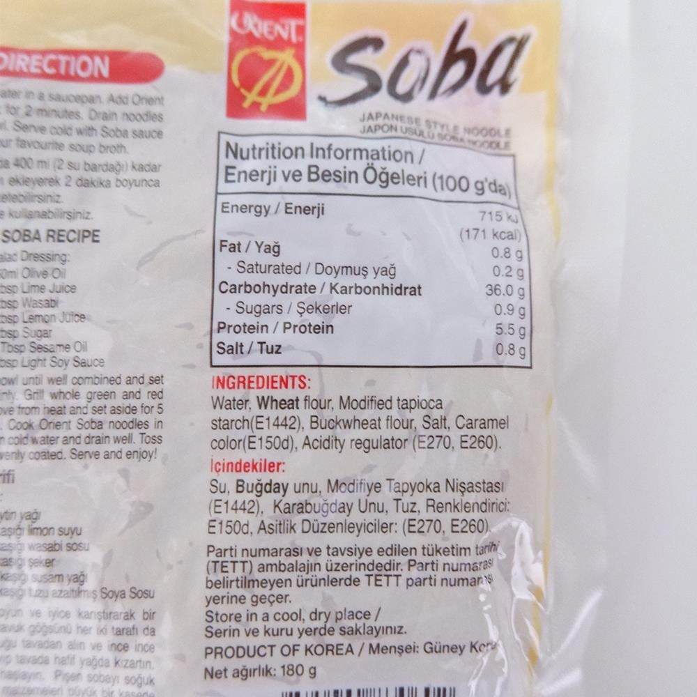 Japon Usulü Soba Noodle 180 Gr X 3 Adet