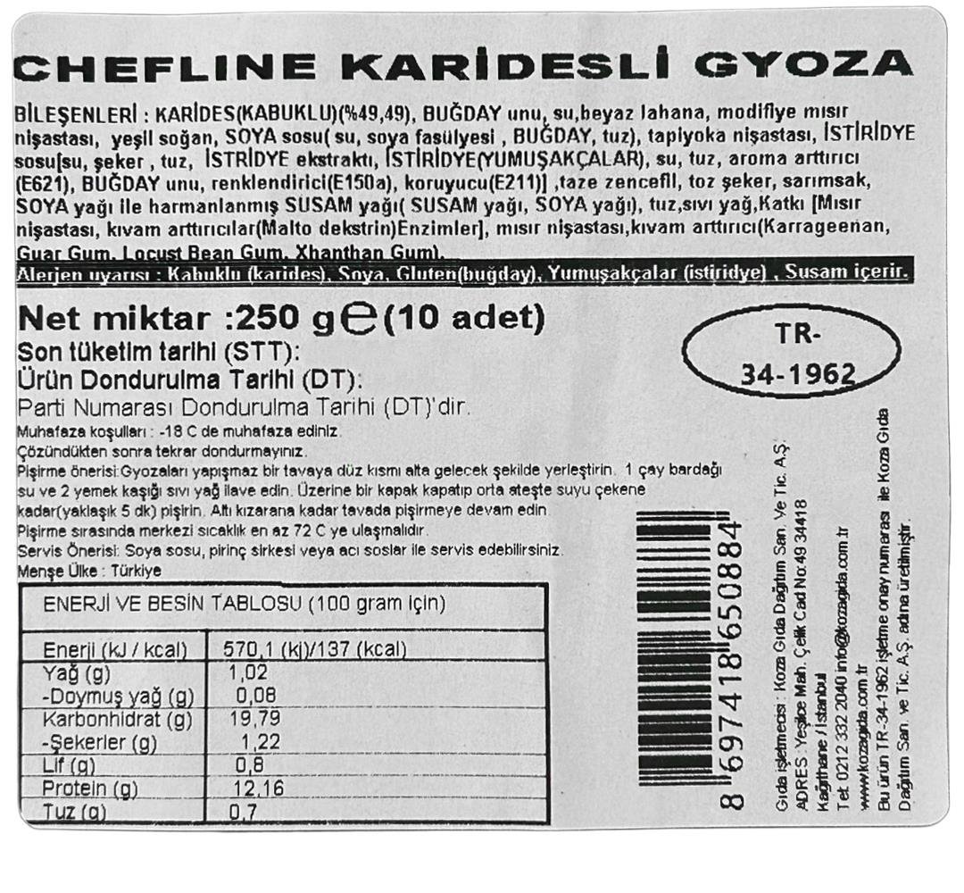 Karidesli Gyoza (10 Adet) 250 Gr
