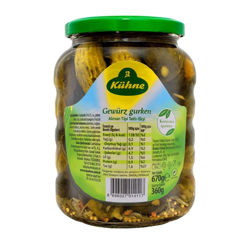 Kühne Alman Gewurzgurken Salatalık Turşu 720 ml