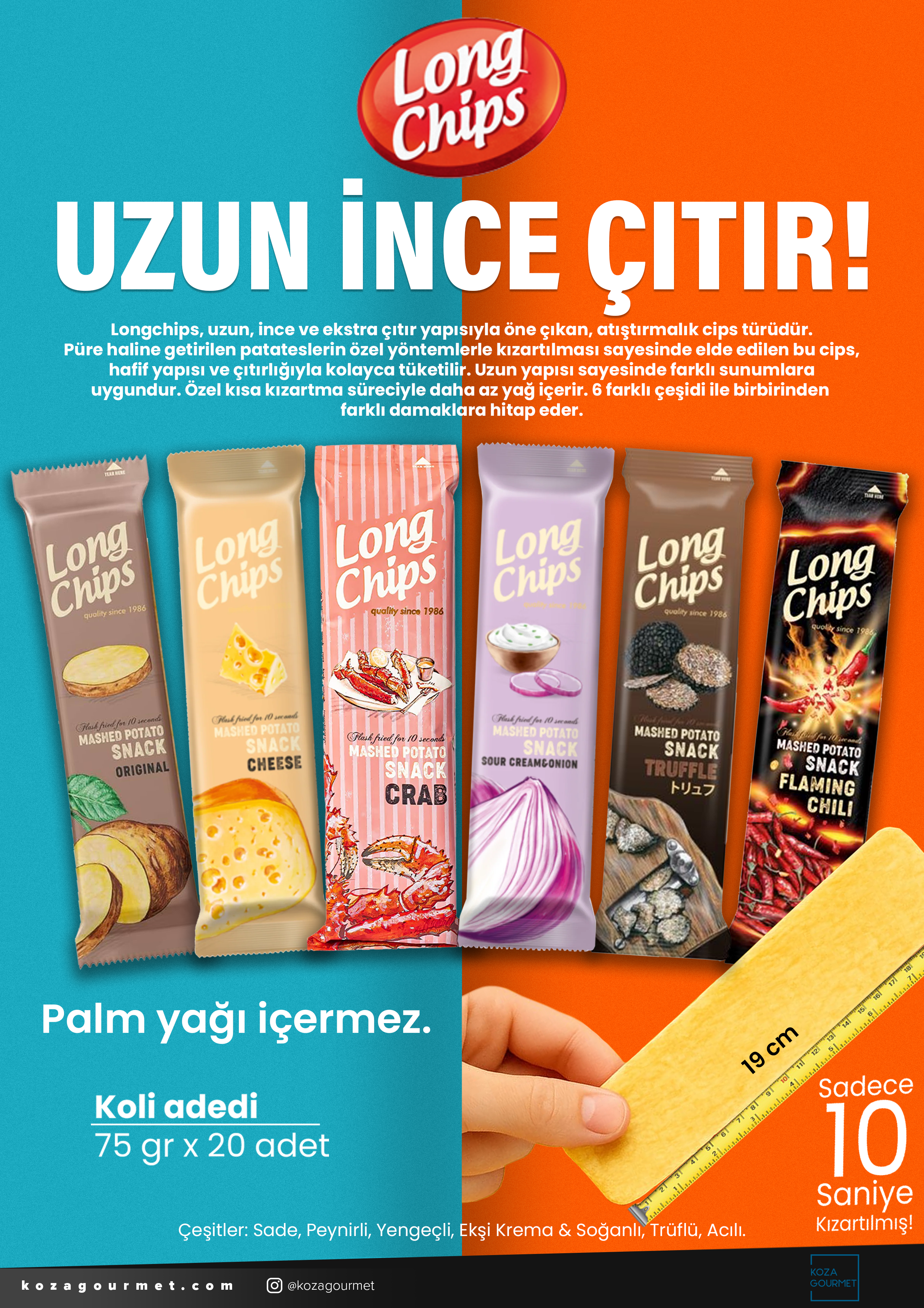 Long Chips Acı Biberli Cips 75 gr