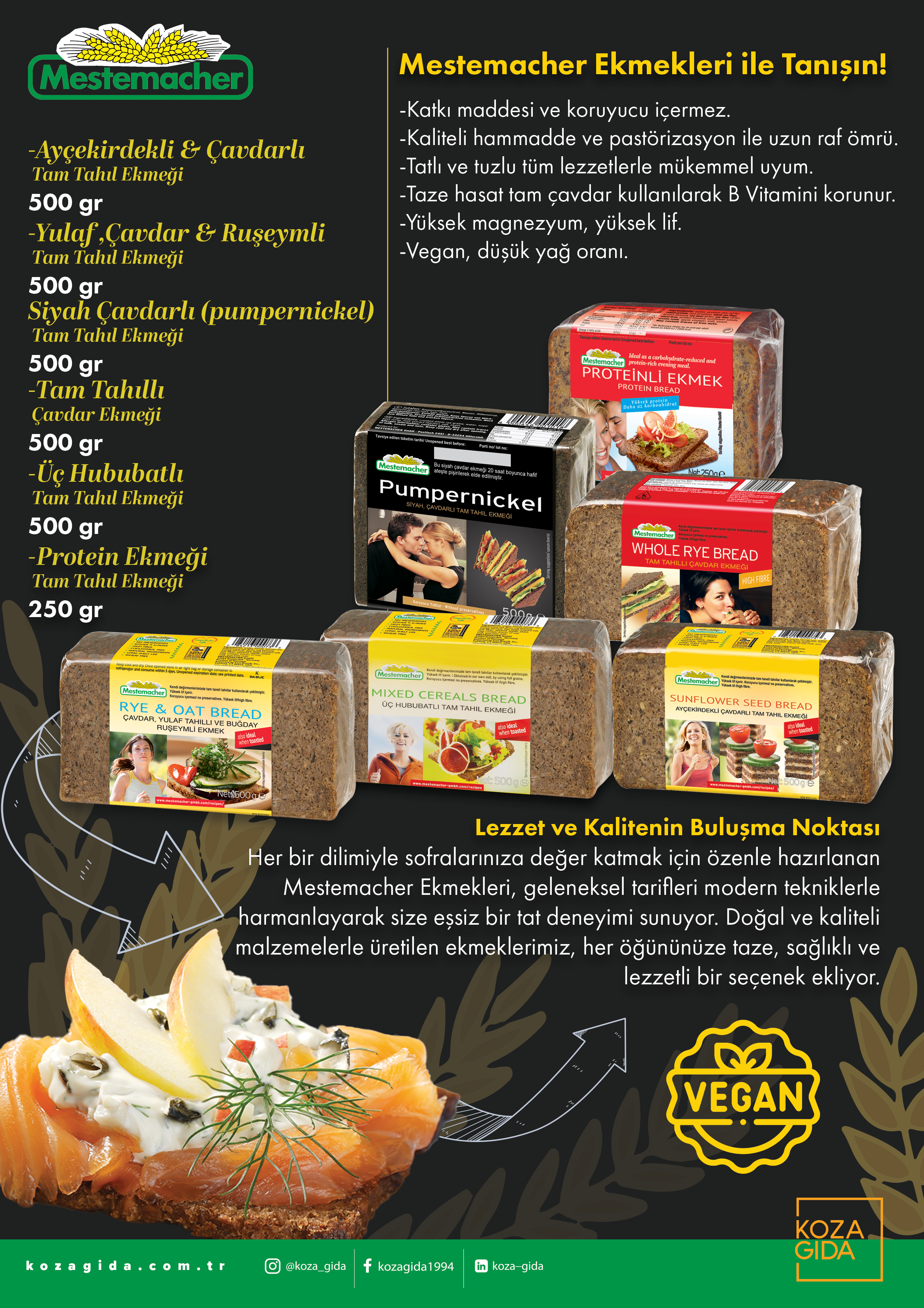 Mestemacher Siyah Çavdarlı Tam Tahıl Ekmeği 500 gr