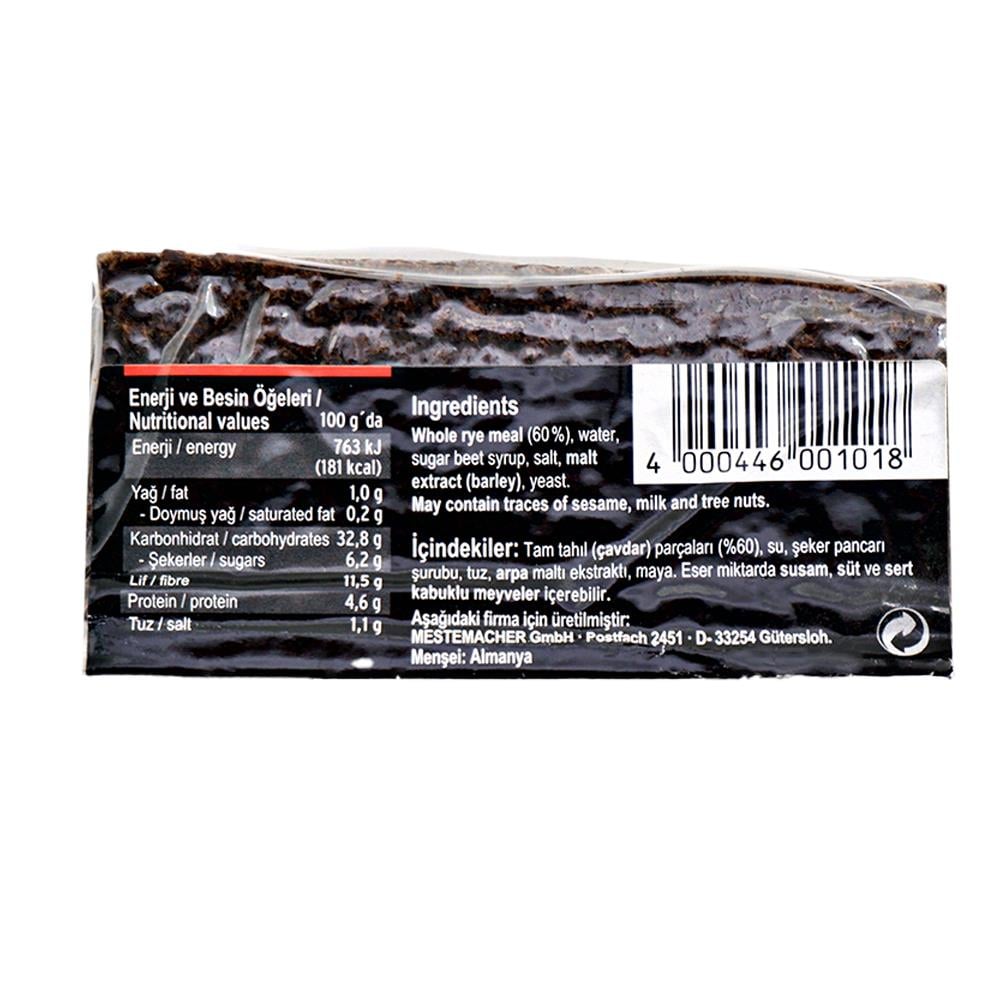 Mestemacher Siyah Çavdarlı Tam Tahıl Ekmeği 500 gr
