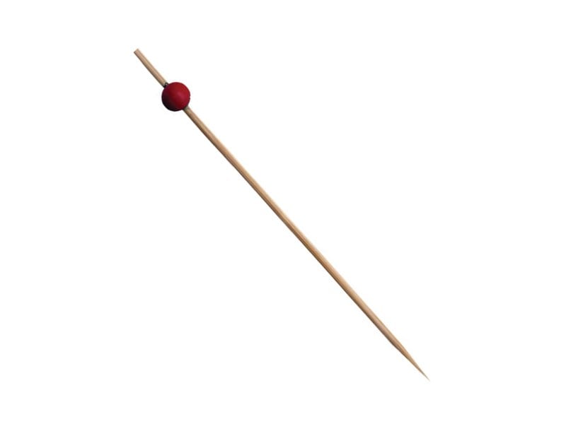 Mini Kırmızı Toplu Bambu Kürdan (12 cm) 100 adet