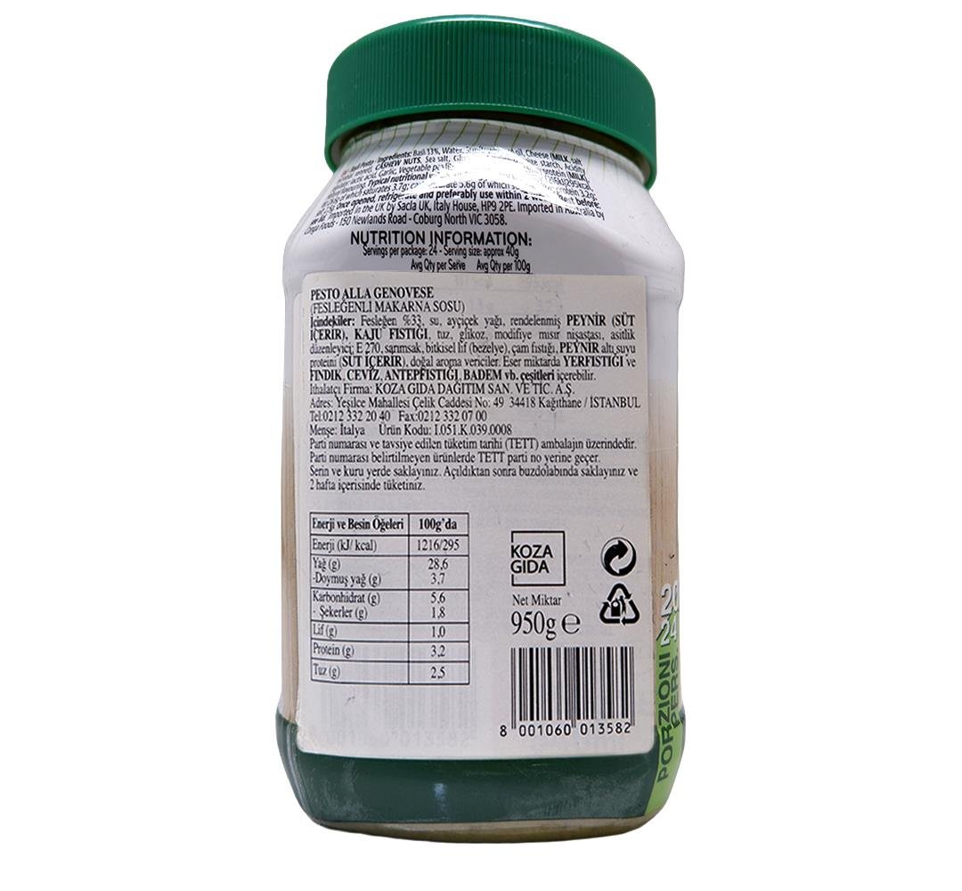 Sacla Pesto - Fesleğenli Makarna Sosu 950 gr