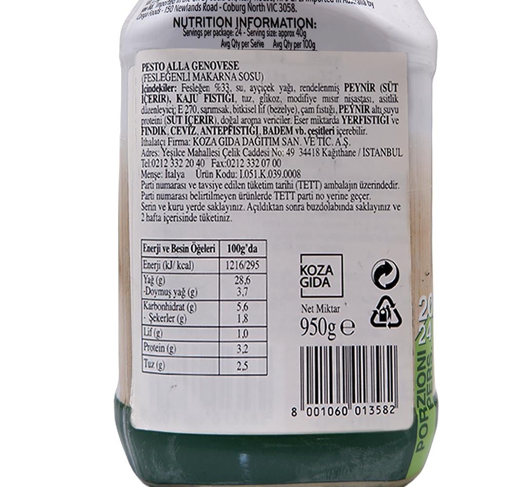 Sacla Pesto - Fesleğenli Makarna Sosu 950 gr