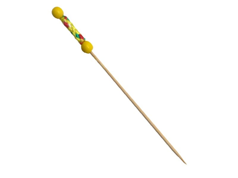 Sarı Desenli Bambu Kürdan (12 cm) 100 adet