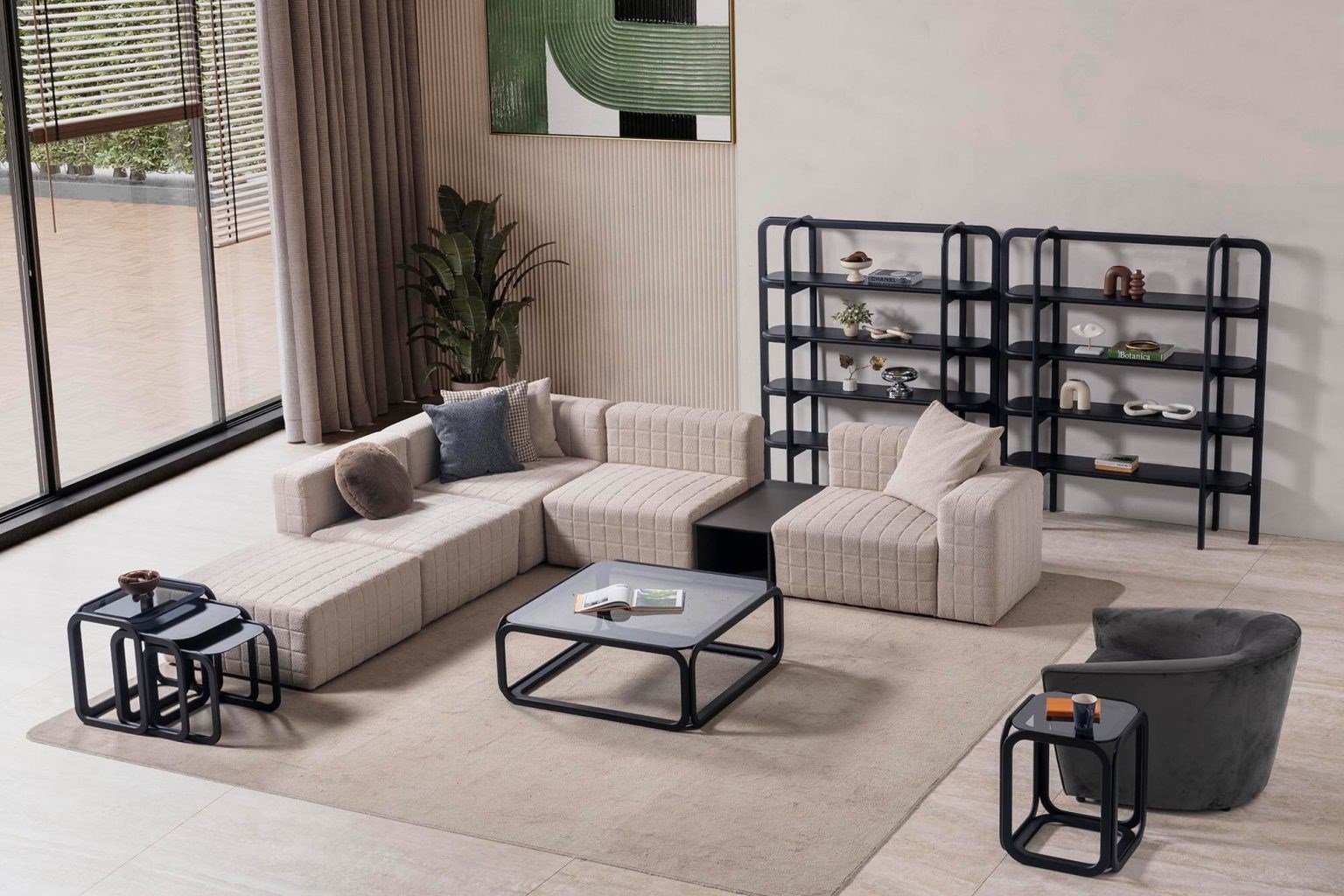 Boho Black Kitaplık - Mazello Mobilya'da