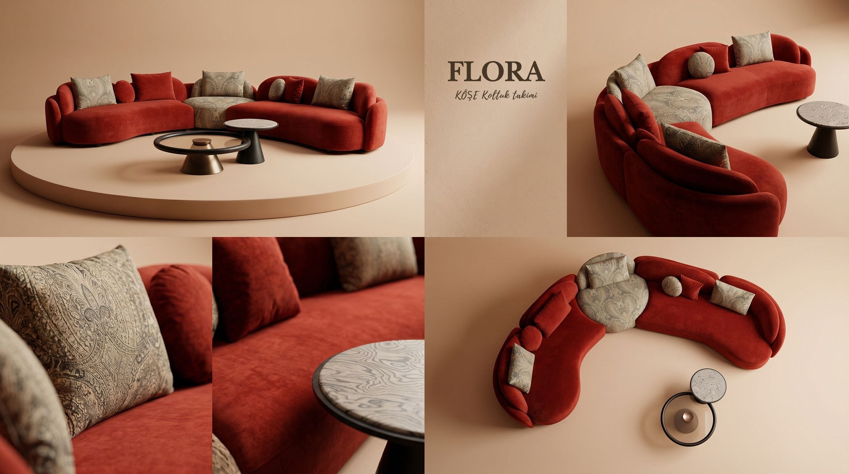 Flora Köşe Koltuk Takımı - Mazello Mobilya'da