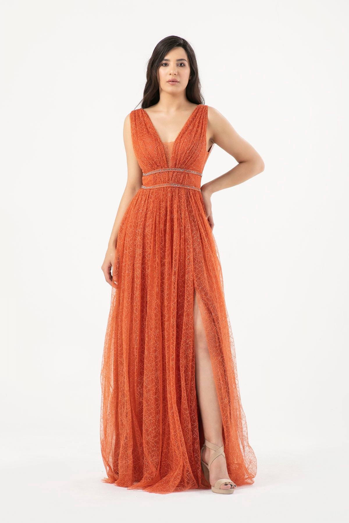 5092TL SİMLİ TÜL  ELBİSE