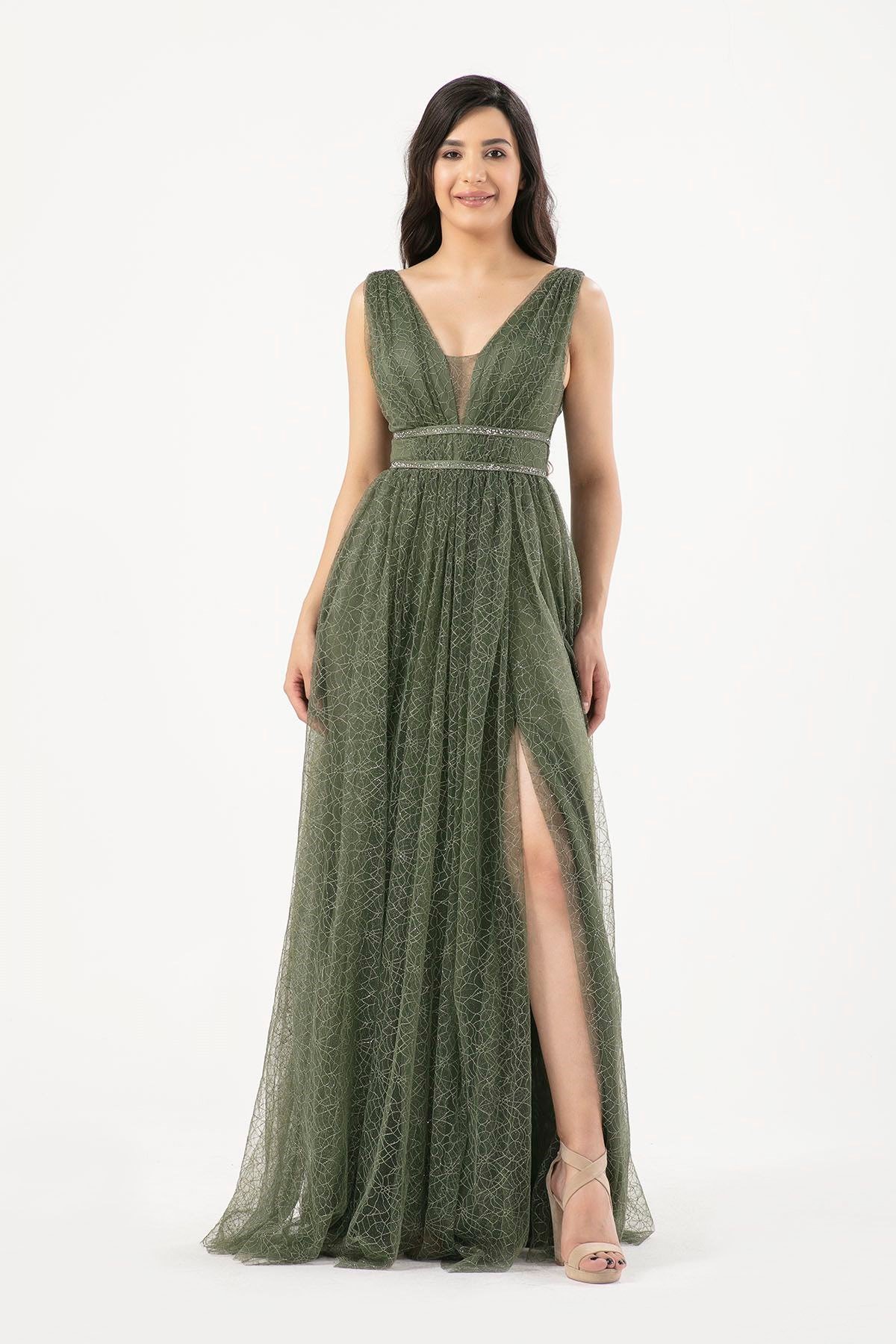 5092TL SİMLİ TÜL  ELBİSE