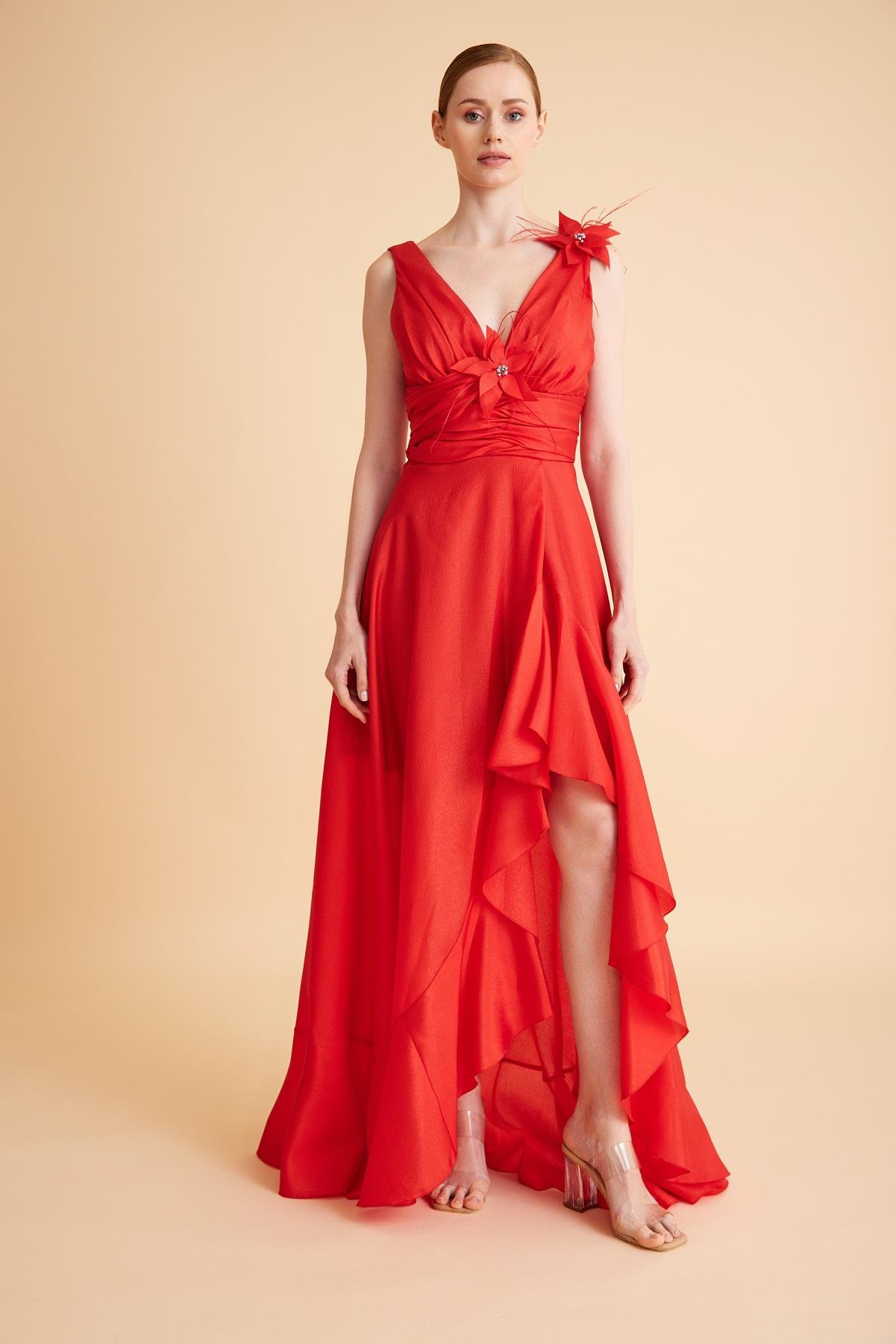 5814ORG SATEN ORGANZE ABİYE ELBİSE