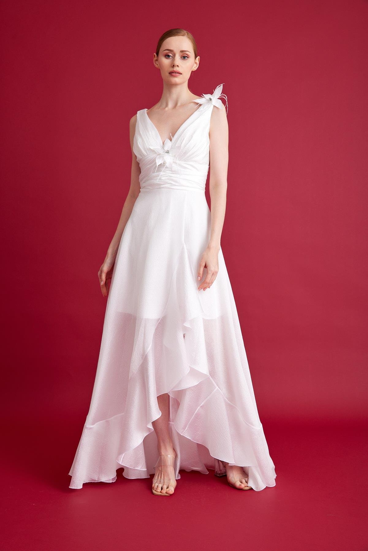 5814ORG SATEN ORGANZE ABİYE ELBİSE