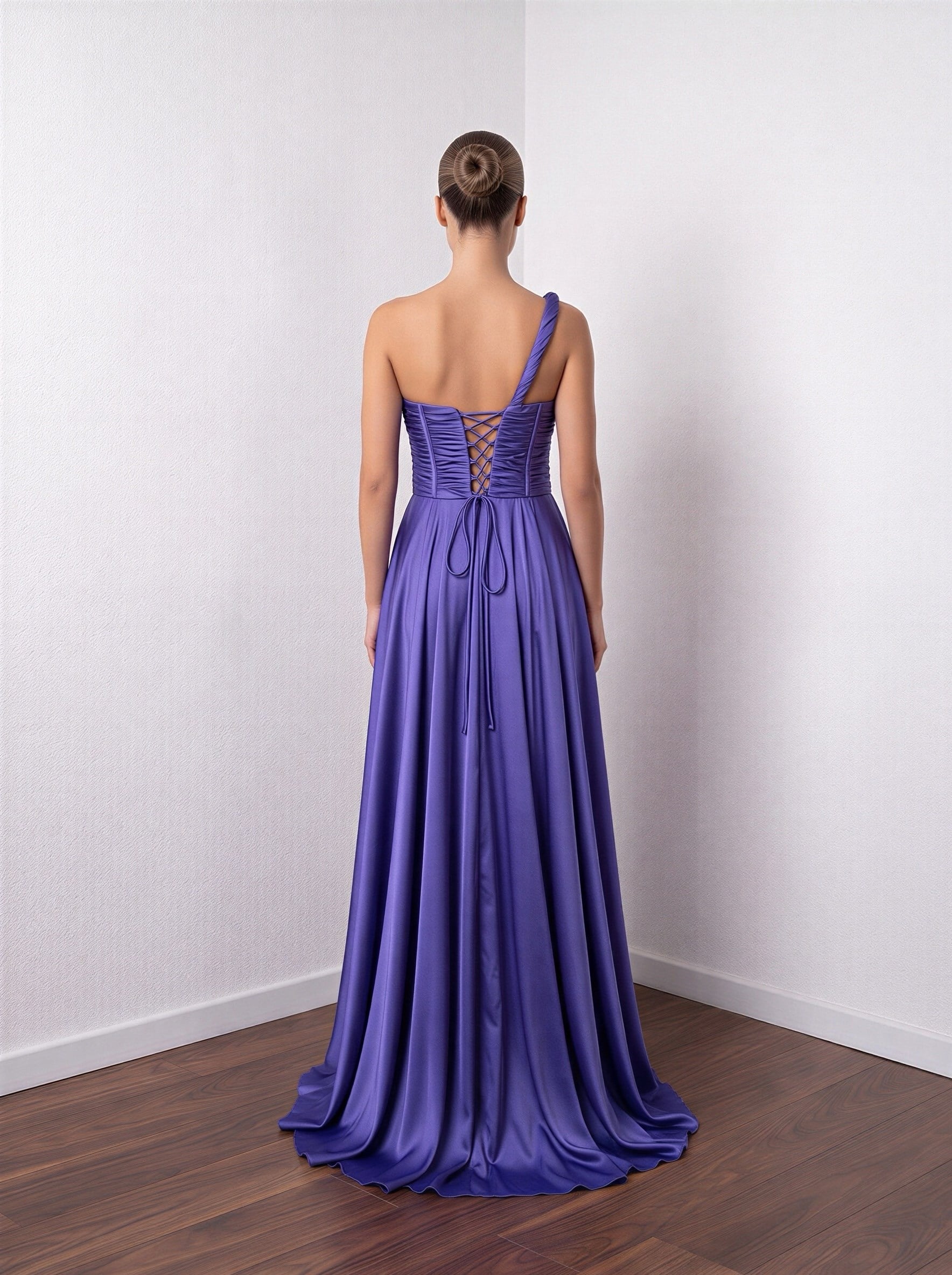 6300SAT TEK OMUZ SEYYAR ASKILI SATEN ABİYE ELBİSE